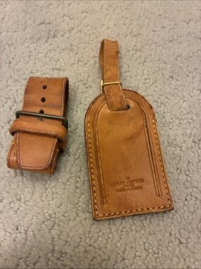 Vintage Louis Vuitton Vachetta Leather Luggage Tag & Poignet Set👝LV2